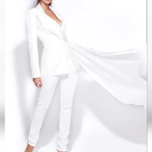 Draping blazer 2 piece suit set